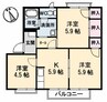 サンファミリア　Ｂ棟 3Kの間取り