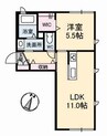 シャーメゾンタウン倉敷運動公園前　Ｃ棟 1LDKの間取り
