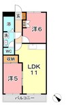 エポックタウン 2LDKの間取り