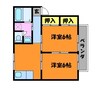 シャンポール八王寺A 2DKの間取り