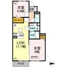 レガーロⅣ　B棟 2LDKの間取り