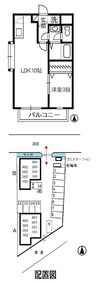 プチパール倉敷A 1LDKの間取り