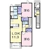 ラッフィナート　カーサ　Ｓ．Ｋ 2LDKの間取り
