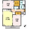 フォーチューン真壁　B棟 2LDKの間取り