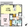 ファミール岡本Ⅲ－Ｄ 1LDKの間取り