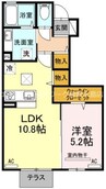 ソレイユ(総社) 1LDKの間取り