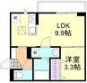フォルティス四十瀬 1LDKの間取り