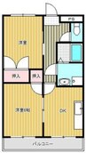 マンション吉野 2DKの間取り