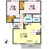 ル・クレスト 2LDKの間取り