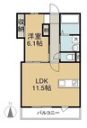 イデアーレ中庄　A 1LDKの間取り
