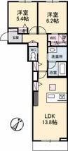 アベニール千鶴 2LDKの間取り