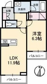 パピリオ・タウン　Ｃ棟 1LDKの間取り