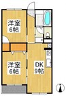 一本木ハイツ 2DKの間取り