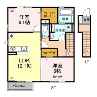 間取図 山陽本線（中国）/西阿知駅 徒歩9分 1階 築6年