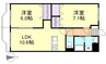 ラピス新倉敷駅前 2LDKの間取り