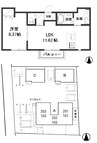 サンライズ渡辺A 1LDKの間取り