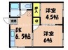 下瀬アパート 2DKの間取り