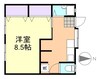 向陽荘　西棟 1Kの間取り