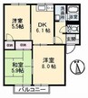 ルボアール２１　Ｂ棟 3DKの間取り