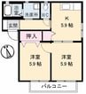 フローラルコート　Ｂ棟 2Kの間取り