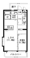 グランスイートⅡ 1LDKの間取り