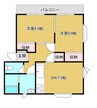 デュ・プレ９６　B棟 2DKの間取り