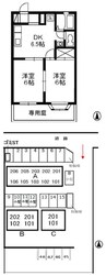 エスポワール都ⅠB 2DKの間取り