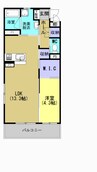 リバーサイド清音Ⅱ 1LDKの間取り