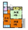 リバティ安原 2DKの間取り