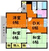 プレジール早島B棟 3DKの間取り