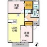 ブィラ　ハッピネス　Ａ棟 2LDKの間取り