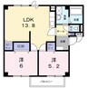 プレーヌ吉田 2LDKの間取り
