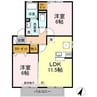 パラシオン 2LDKの間取り