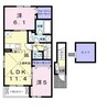 アルモニー倉敷Ⅲ 2LDKの間取り