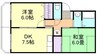 ハイコートジェム 2DKの間取り