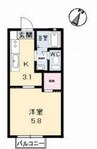 メゾン　デラ　Ｗ　Ｃ棟 1Kの間取り