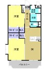 カーサフェリーチェⅡ 2DKの間取り