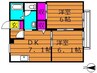 ミレニアム金光 2DKの間取り