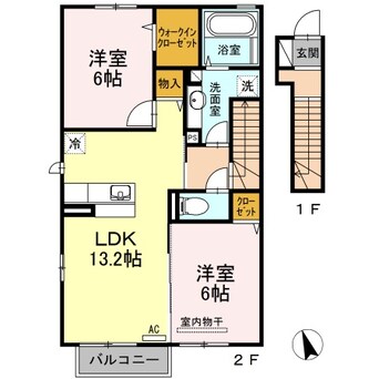間取図 水島臨海鉄道水島本線/弥生駅 徒歩18分 2階 築8年