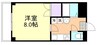 プリード倉敷 1Kの間取り