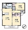 グラスガーデン　B棟 2LDKの間取り