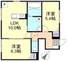 コーポアズB棟 2LDKの間取り
