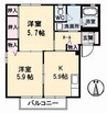 パークヒル　Ｃ棟 2Kの間取り