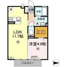 クレイドル浜町 1LDKの間取り