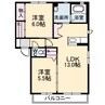 クレール　A棟 2LDKの間取り