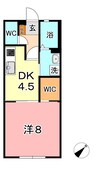 プリムヴェール福島　B 1DKの間取り