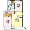 ロイヤルガーデンミルフィー　Ｆ棟 2LDKの間取り