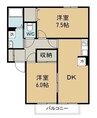 ビーライン中庄D 2LDKの間取り