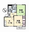 エトワール　Ｃ棟 2Kの間取り