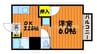 キッコウハイネスB 1Kの間取り